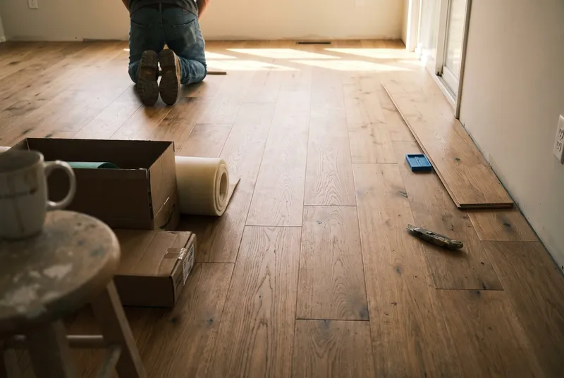 Wide-plank engineered floor (sample photo)
